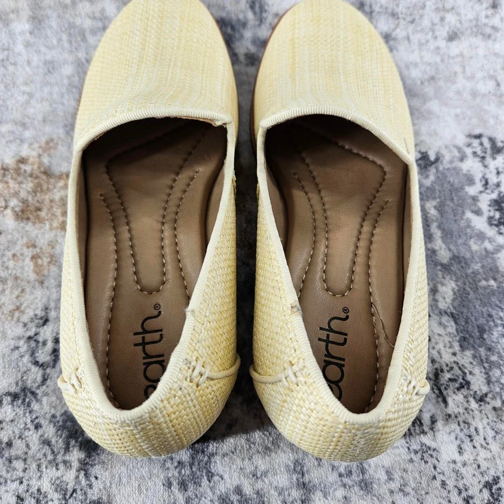 Earth Edna 2‎ Slip On Loafer Shoes Womens 7.5 Yellow Woven Textile Beach Comfort